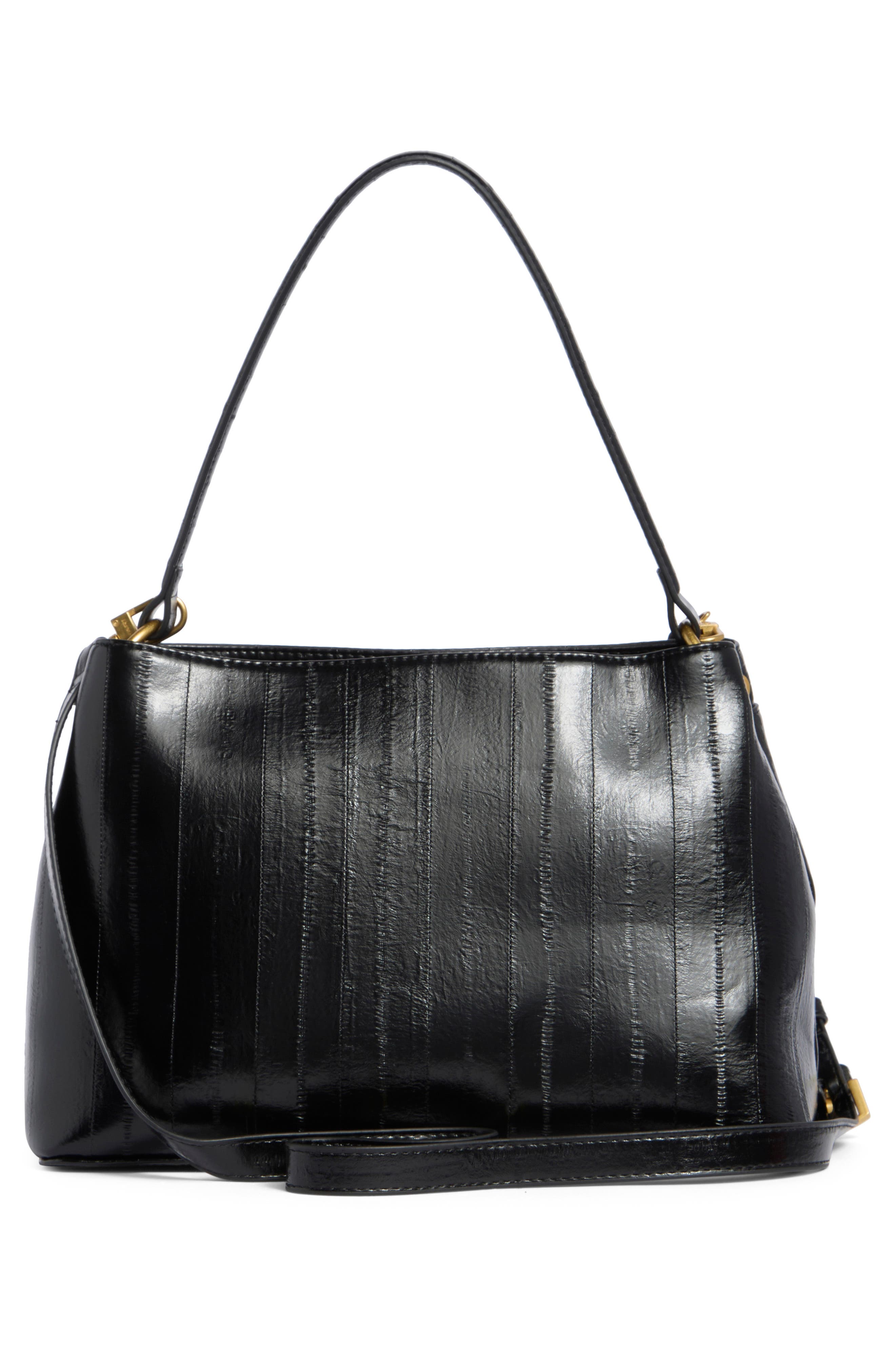 Tahari Keeley Faux Leather Satchel, Alternate, color, Black