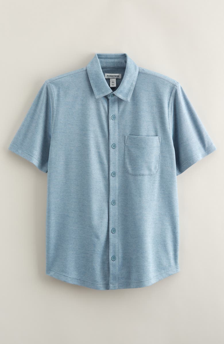 Nordstrom Kids' Knit Button-Up Shirt, Main, color, Blue Pond