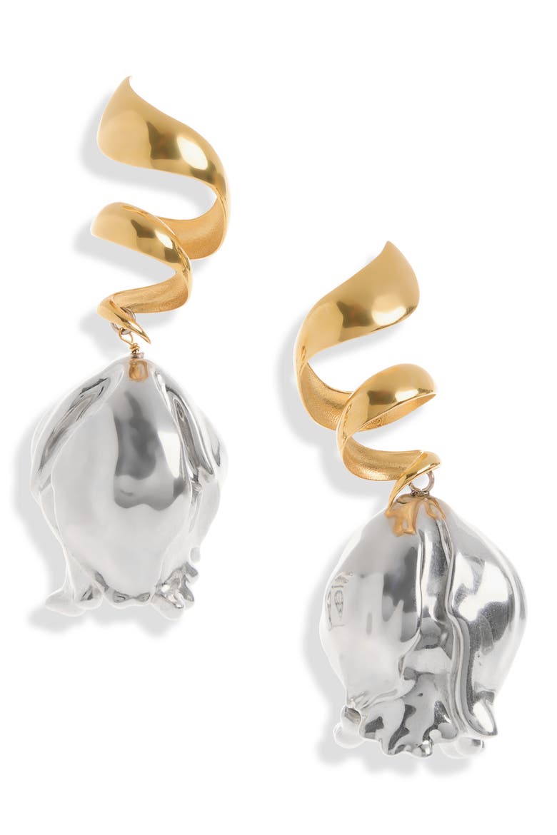 Tulip Drop Earrings, Main, color, GOLD - SILVER