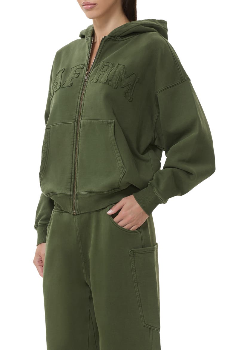 Cameron Cotton Zip Hoodie, Alternate, color, DARK FOREST