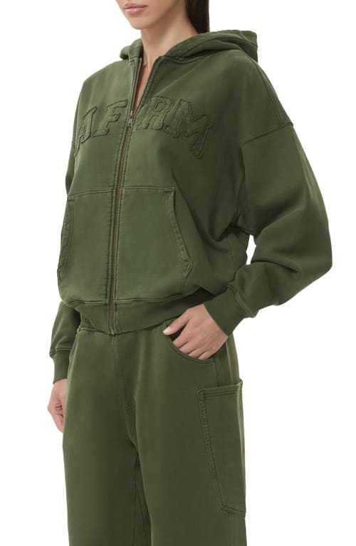 Afrm Cameron Cotton Zip Hoodie In Green