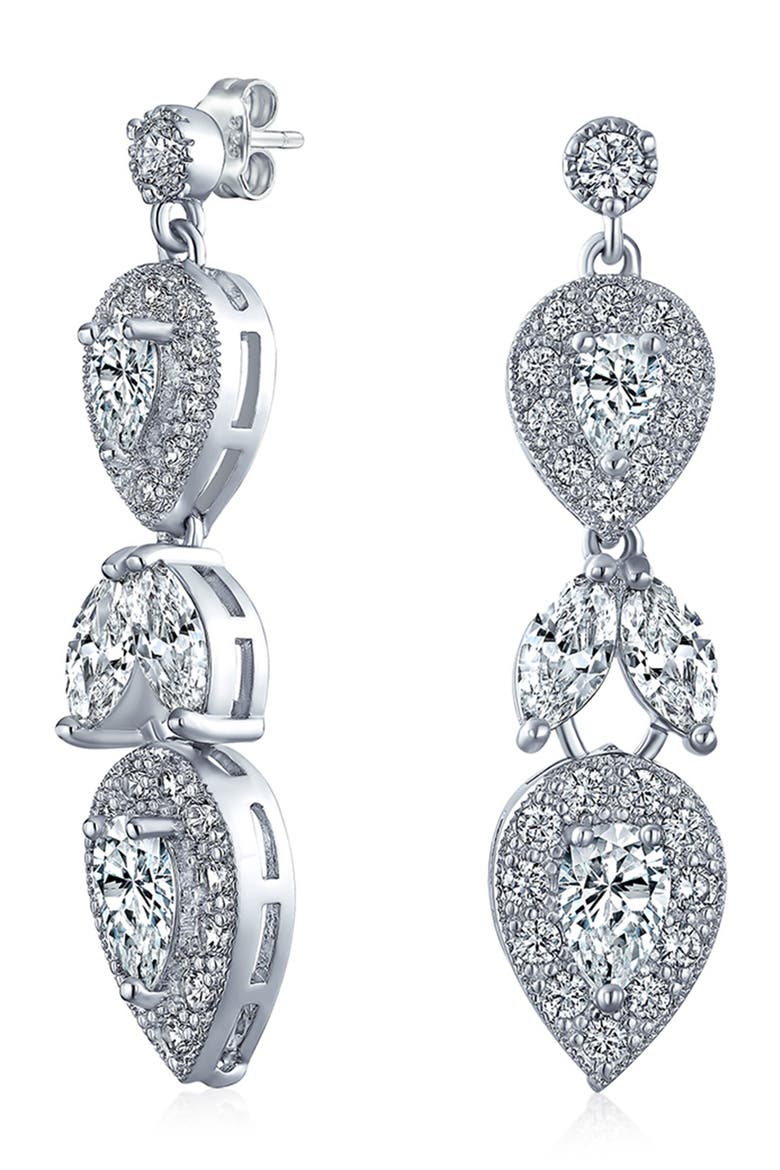 Bridal Pave CZ Teardrop Necklace & Earrings Set, Alternate, color, GREY