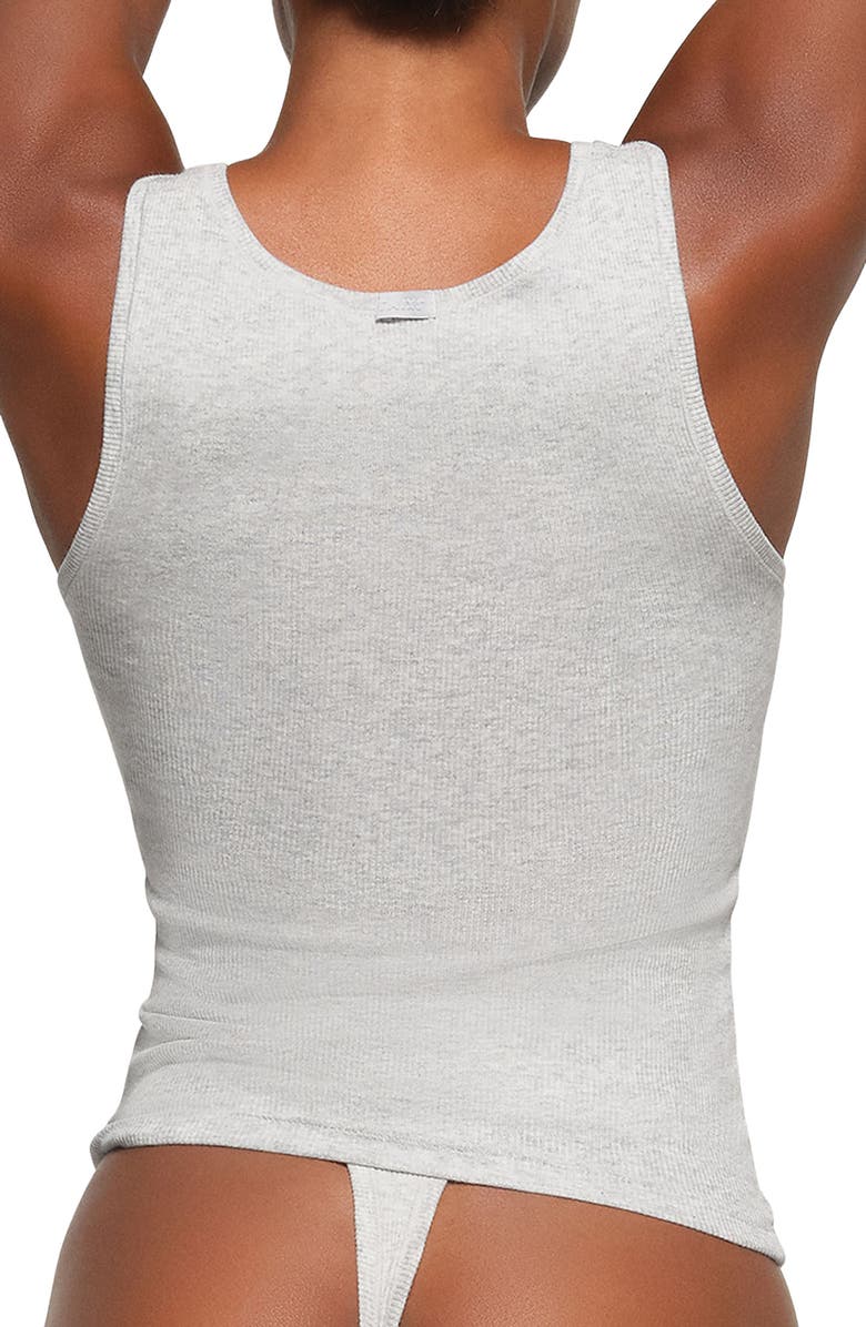 SKIMS Cotton Rib Long Tank, Alternate, color, Light Heather Grey