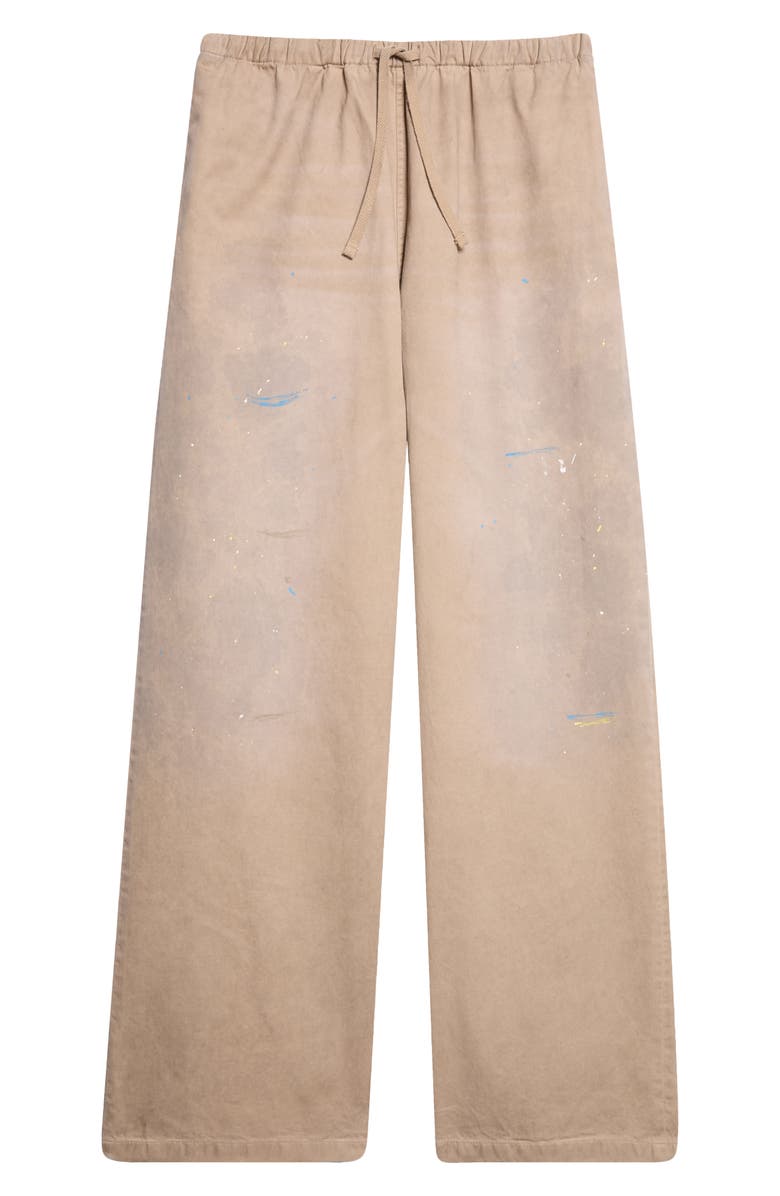 Acne Studios Plott Peached Washed Twill Wide Leg Pants, Main, color, Light Beige