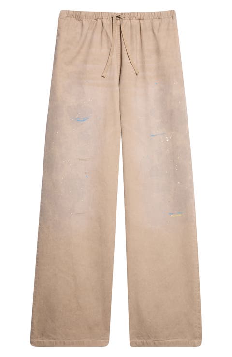 Plott Peached Washed Twill Wide Leg Pants