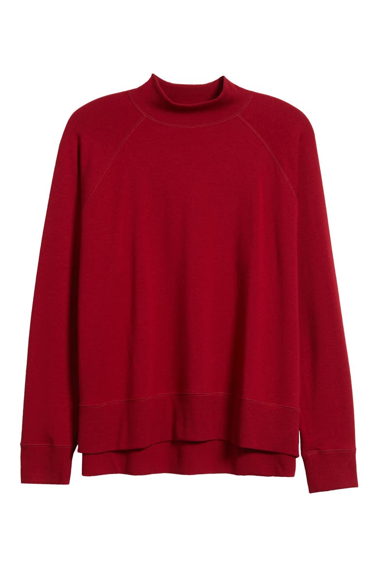 Mock Neck Long Sleeve Top, Alternate, color, RUBY