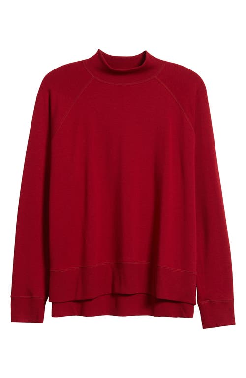 Eileen Fisher Mock Neck Long Sleeve Top In Red