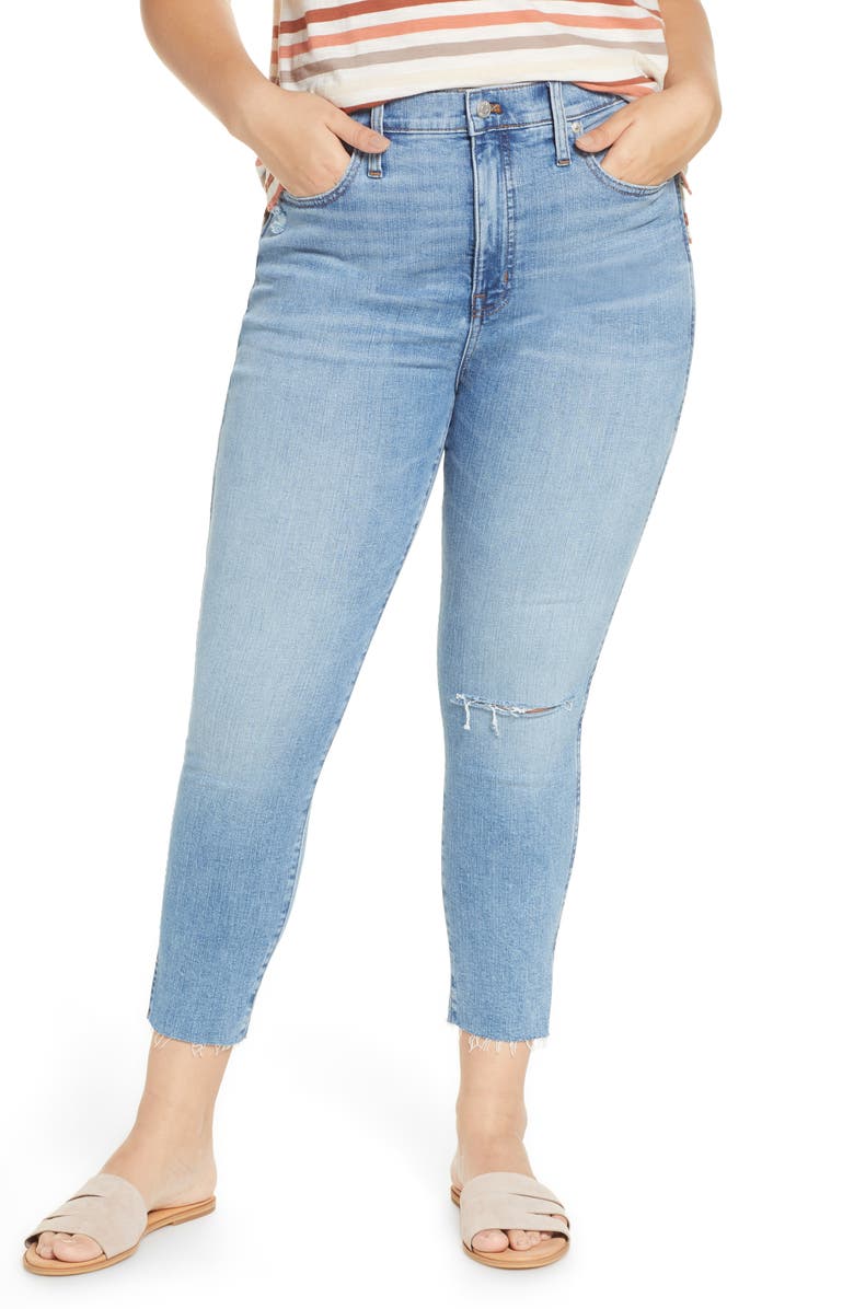 Madewell Ripped 10-Inch High Waist Crop Skinny Jeans, Alternate, color, 