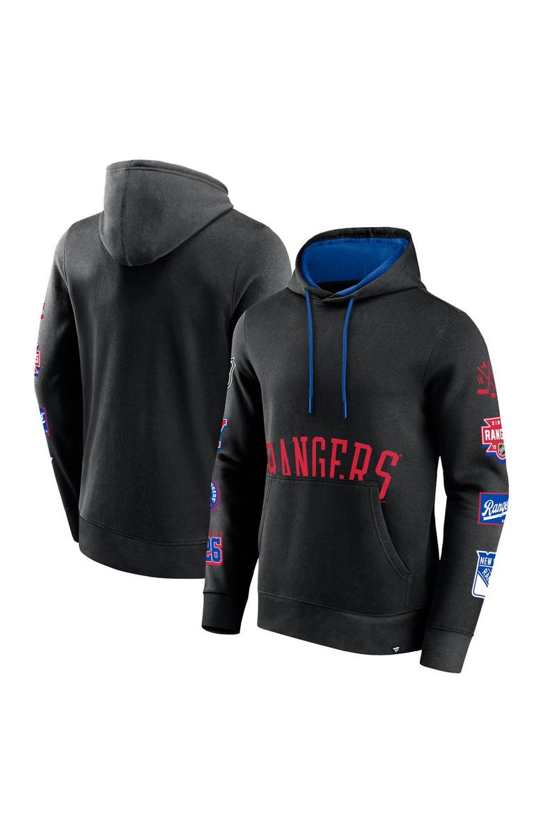 FANATICS Men's Fanatics Branded Black New York Rangers Wild Winner Fleece Pullover Hoodie, Alternate, color,