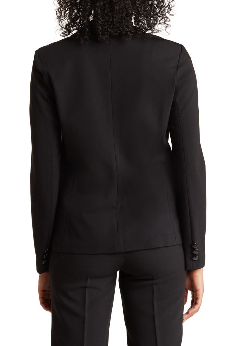 Classic One-Button Ponte Knit Blazer, Alternate, color, BLACK