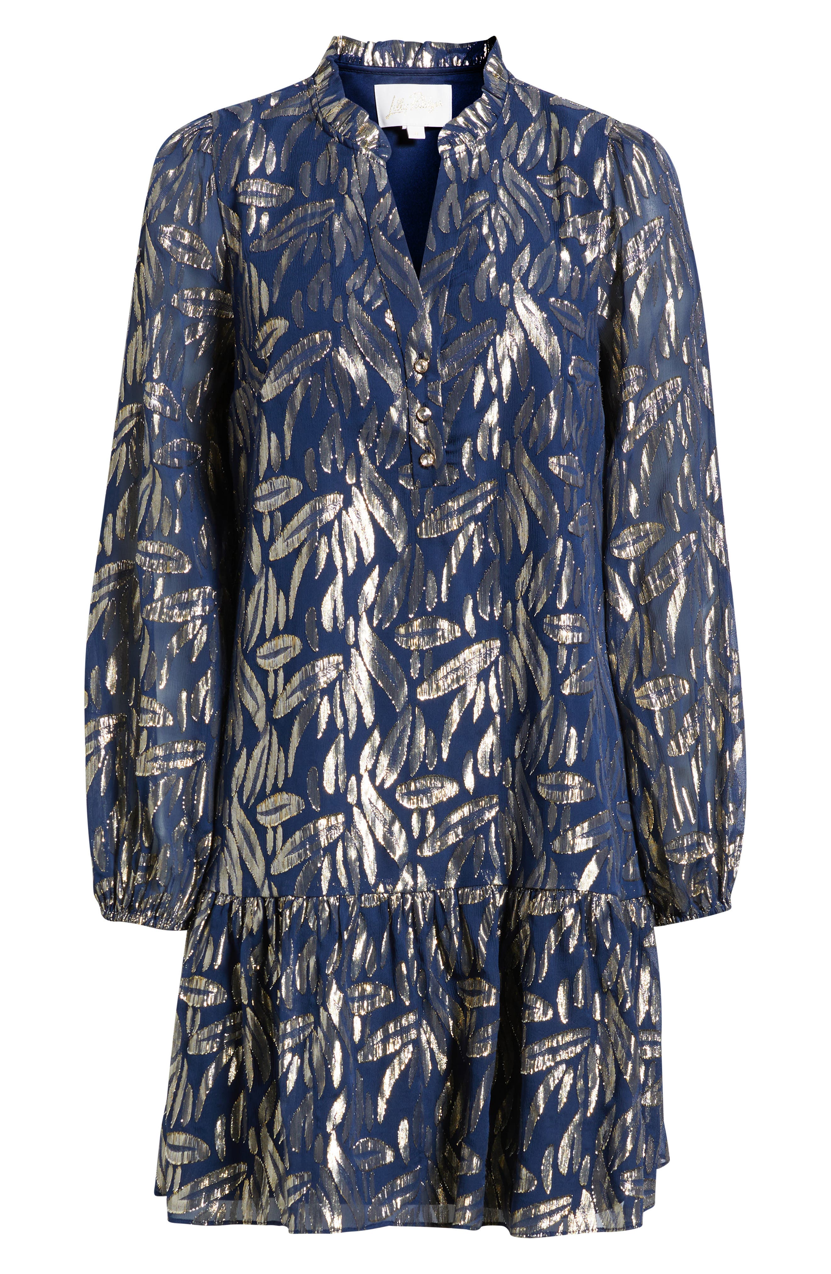 evaline silk dress lilly pulitzer Evaline Long Sleeve Silk Blend Drop Waist Dress (Women)