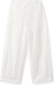 MANGO Floral Jacquard Cotton Drawstring Ankle Pants