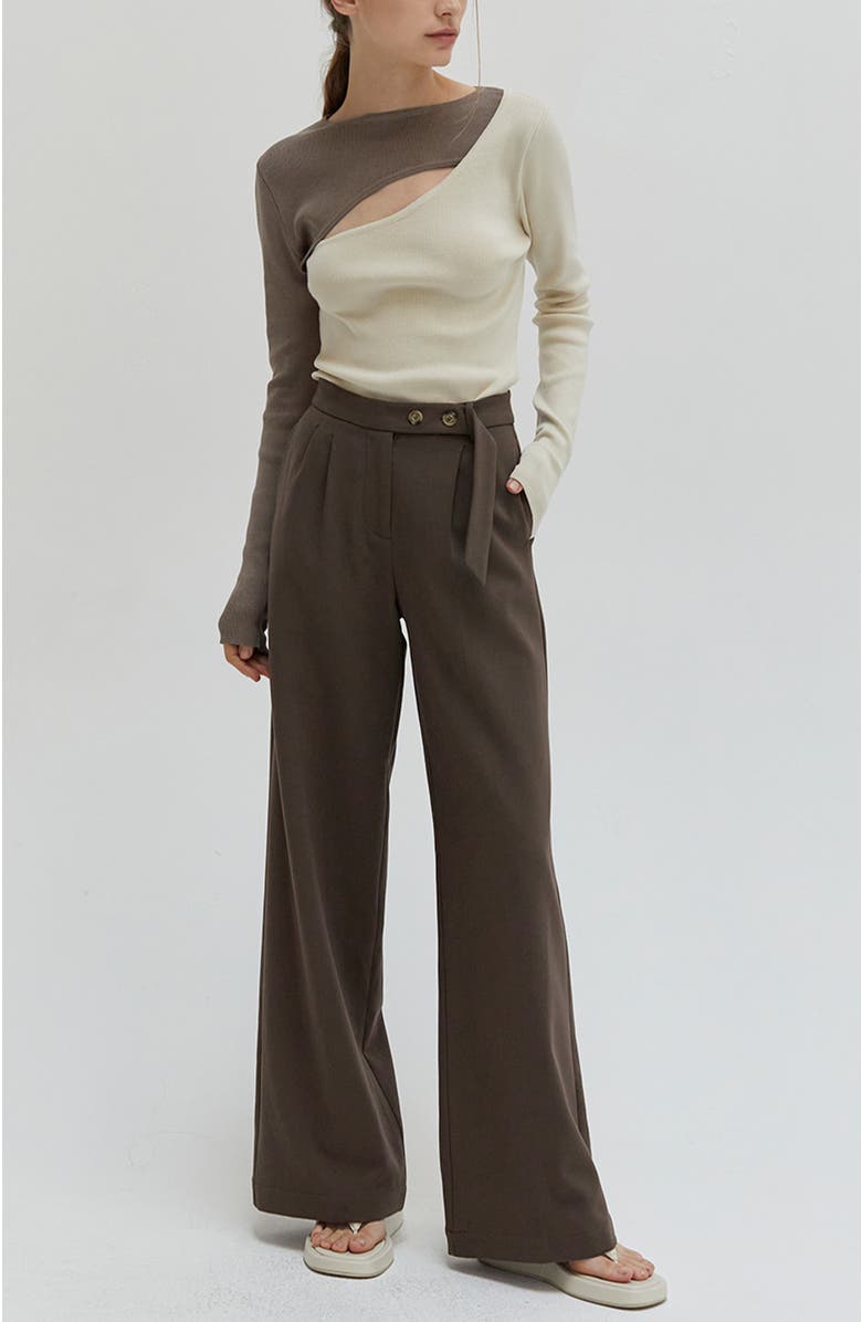 CRESCENT Gabardine Belted Wide Leg Trousers, Alternate, color,