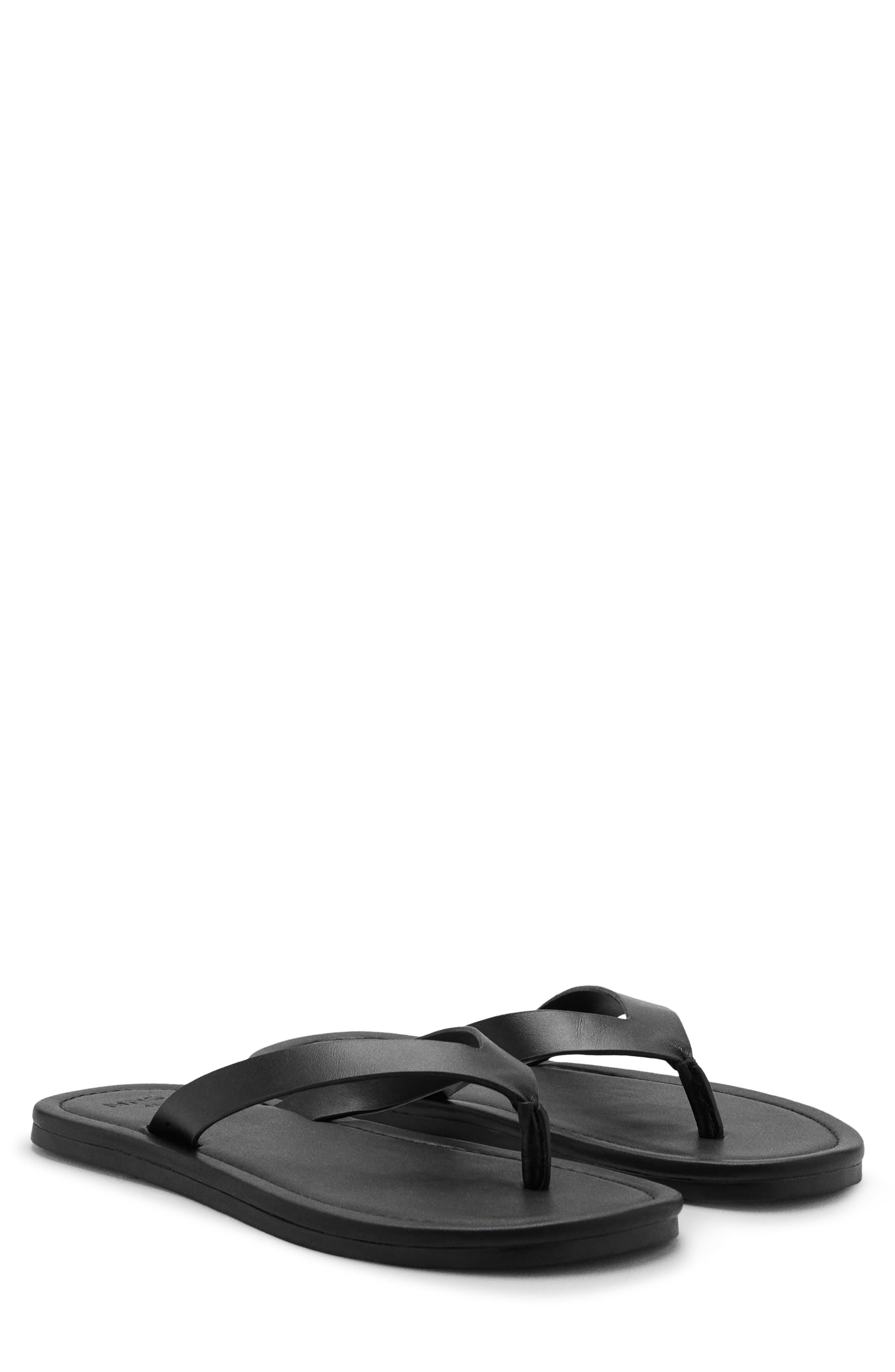 Leather Flip Flop, Main, color, BLACK
