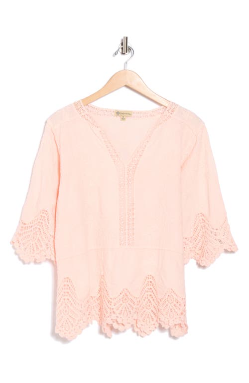 Democracy Crochet Cotton Peplum Top In Pink