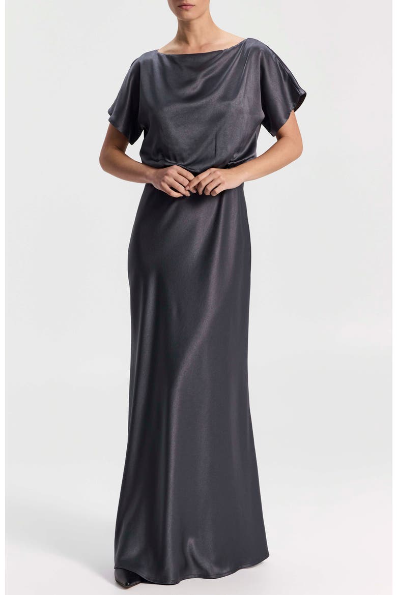 Maxi Satin Dress, Main, color, Grey
