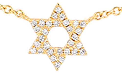 Ef Collection 14k Yellow Gold Diamond Star Of David Pendant Necklace, 16-18 In 14k Yellow Gold