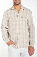 Liverpool Los Angeles Plaid Flap Pocket Cotton & Linen Overshirt