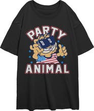 Garfield Junior's Cat Party Animal Short Sleeve Oversized T-Shirt