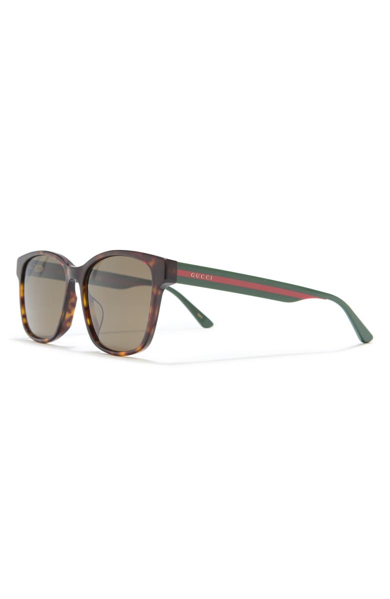 Gucci 56mm Square Rectangle Sunglasses, Alternate, color, Havana Multicolor Brown