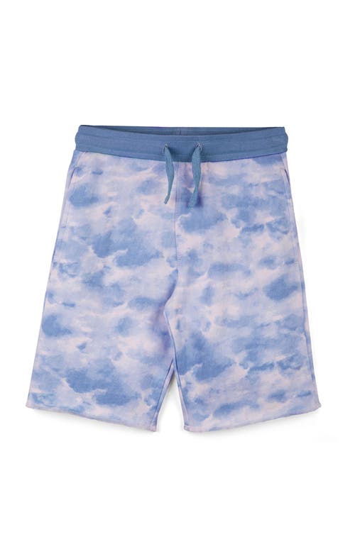 Shop Mightly Organic Cotton Fleece Knee Shorts In Blue Cloud