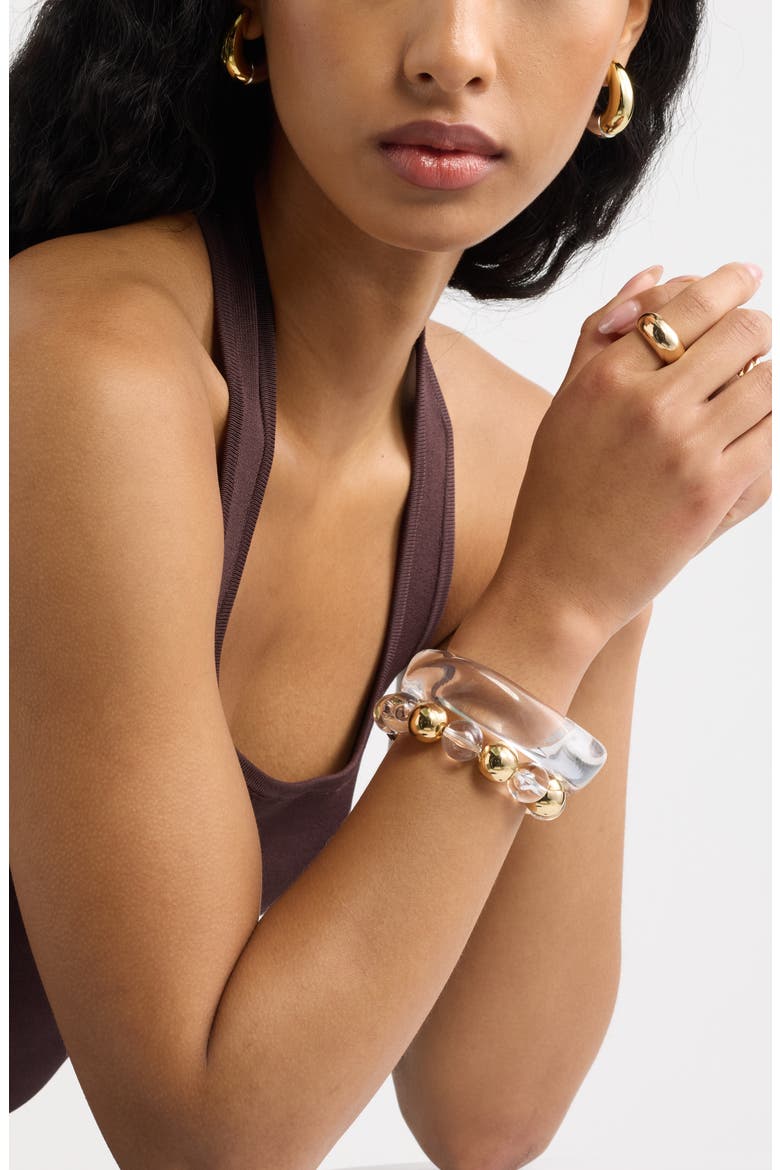 Curved Metal C-Hoop Earrings, Alternate, color, SILVER- GOLD
