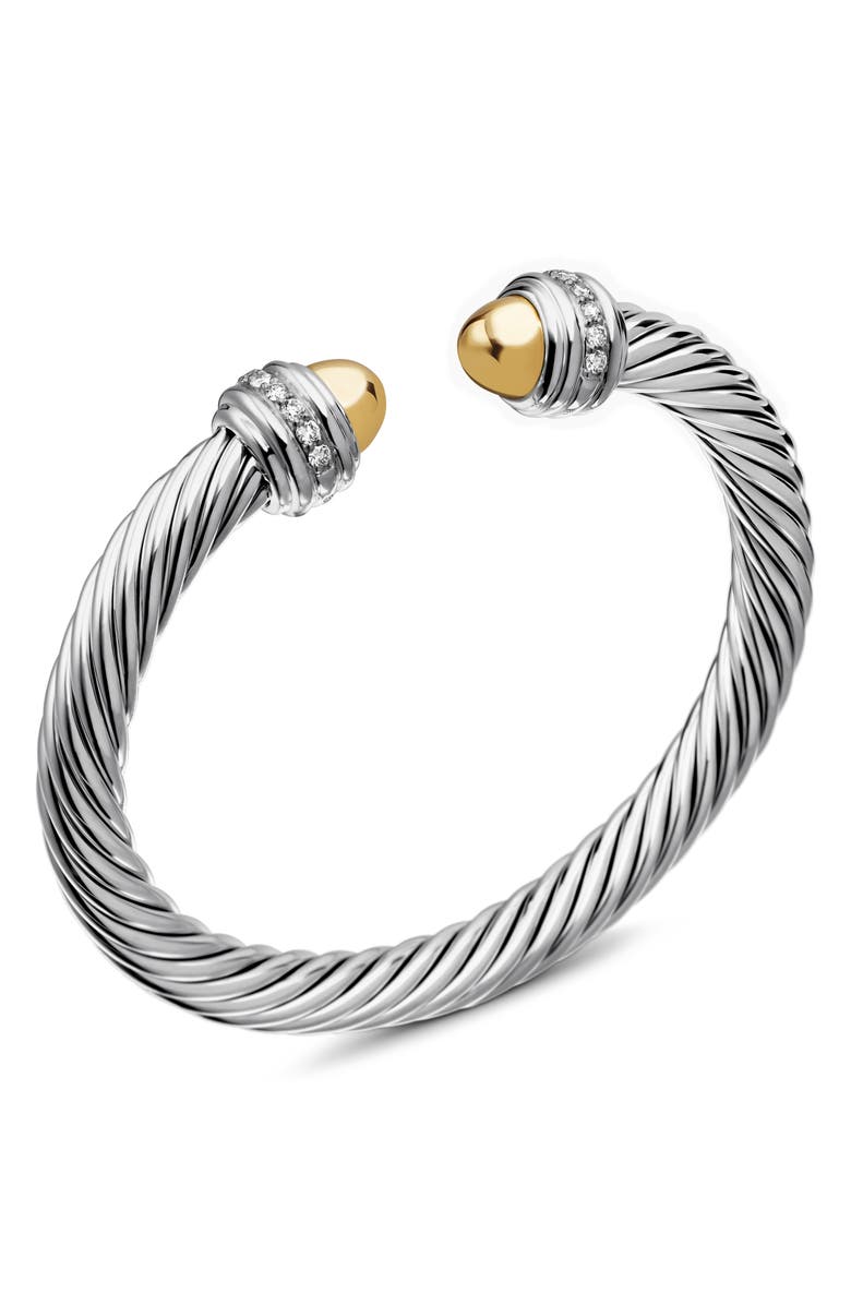David Yurman Cable Classics Bracelet with Semiprecious Stones & Diamonds, 7mm, Alternate, color, Silver/ Diamond/ Gold