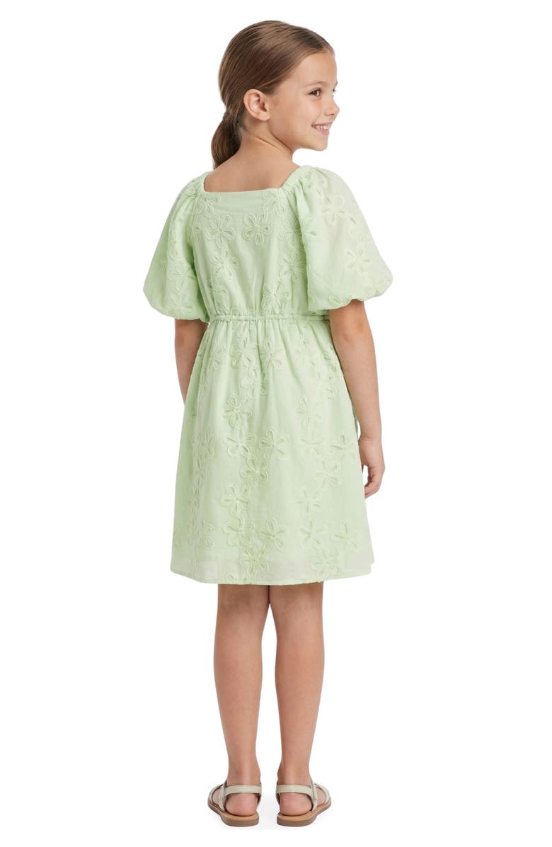 Hayden Girls Kids' Textured Puff Sleeve Dress, Alternate, color, Sage