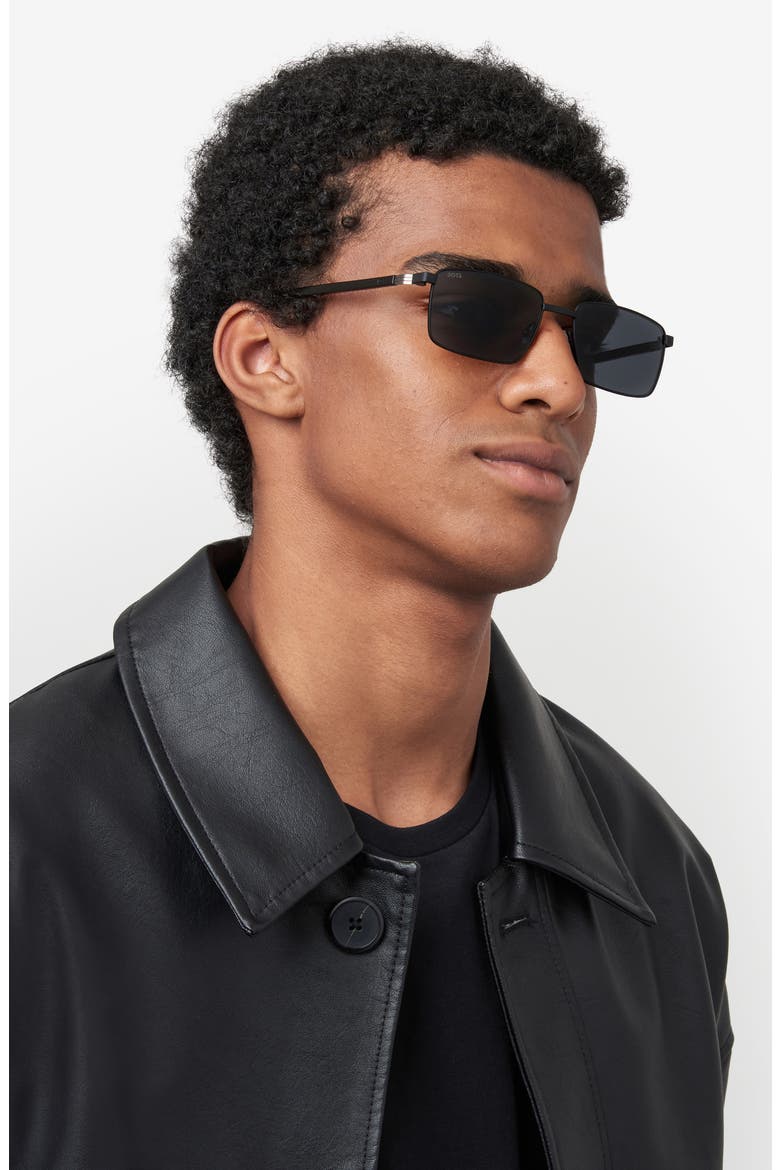 57mm Rectangular Sunglasses, Alternate, color, MATTE BLACK