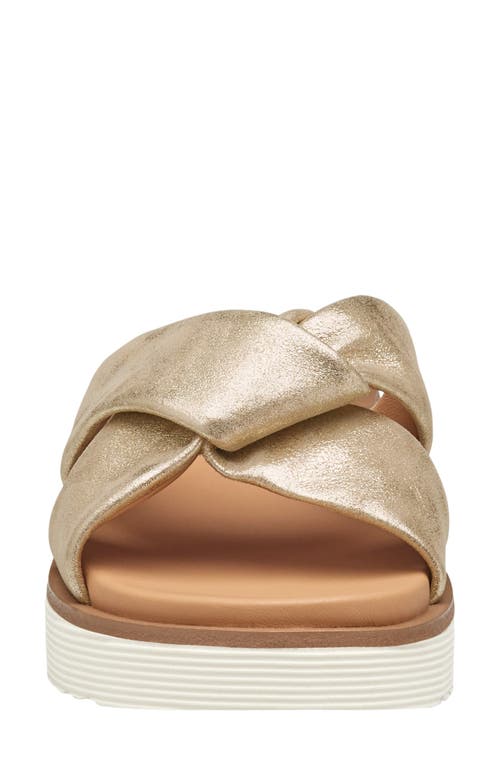 Johnston & Murphy Mitzi Knot Platform Wedge Slide Sandal In Champagne Italian Metallic