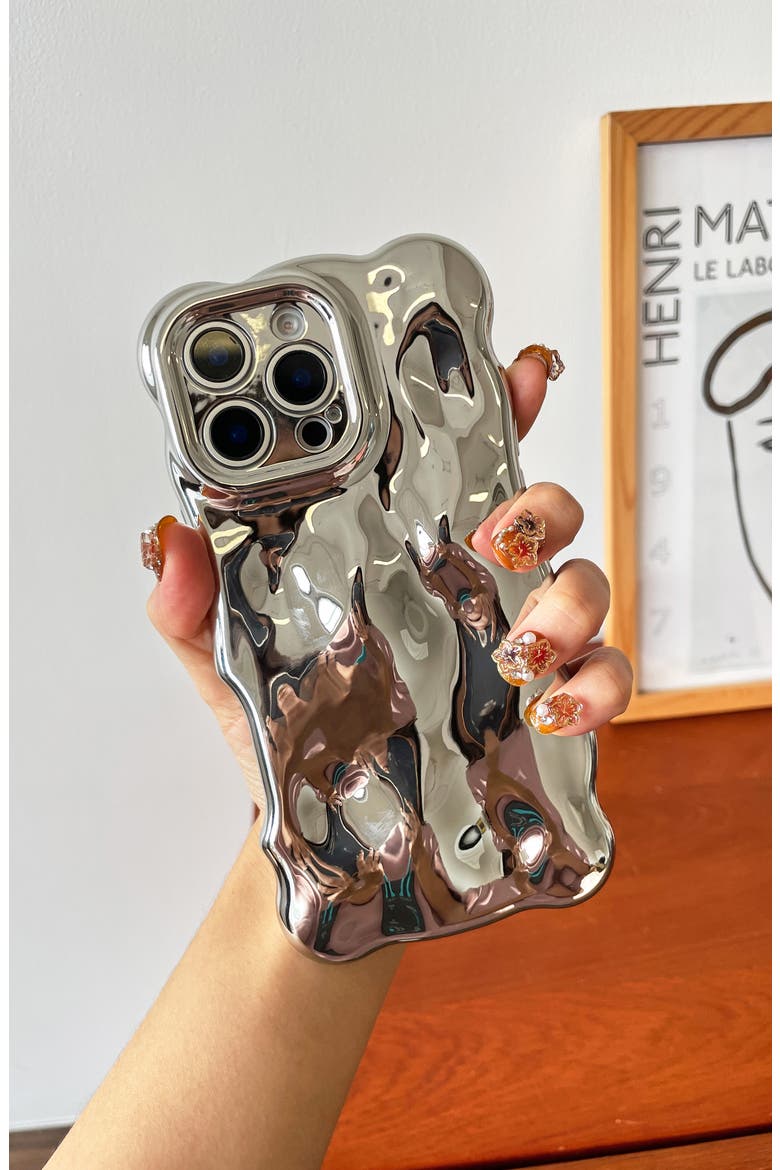 Chrome Bubbles iPhone 16 Pro Case, Alternate, color, CHROME