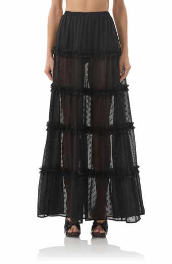 AFRM Sabina Clip Dot Tiered Maxi Skirt