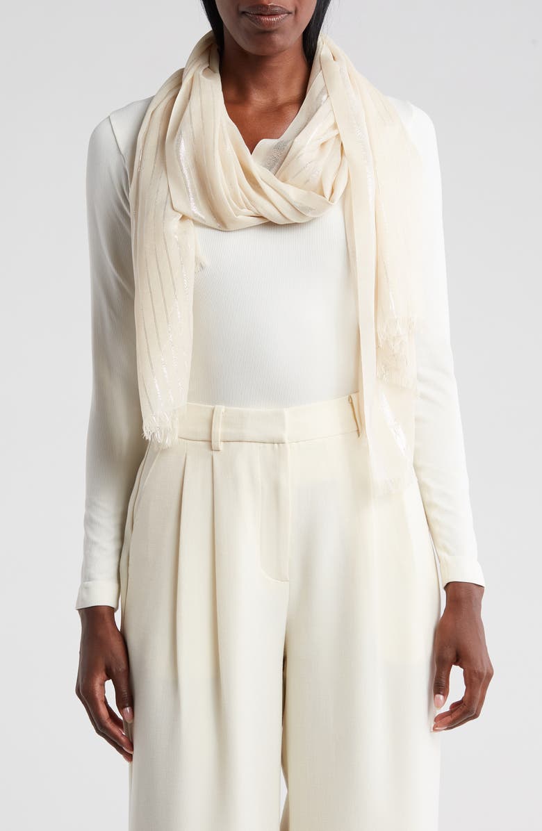 Cole Haan Metallic Stripe Oblong Scarf, Main, color,