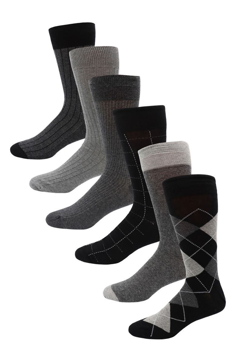 Lorenzo Uomo 6-Pack Assorted Cotton Blend Dress Socks, Main, color, 