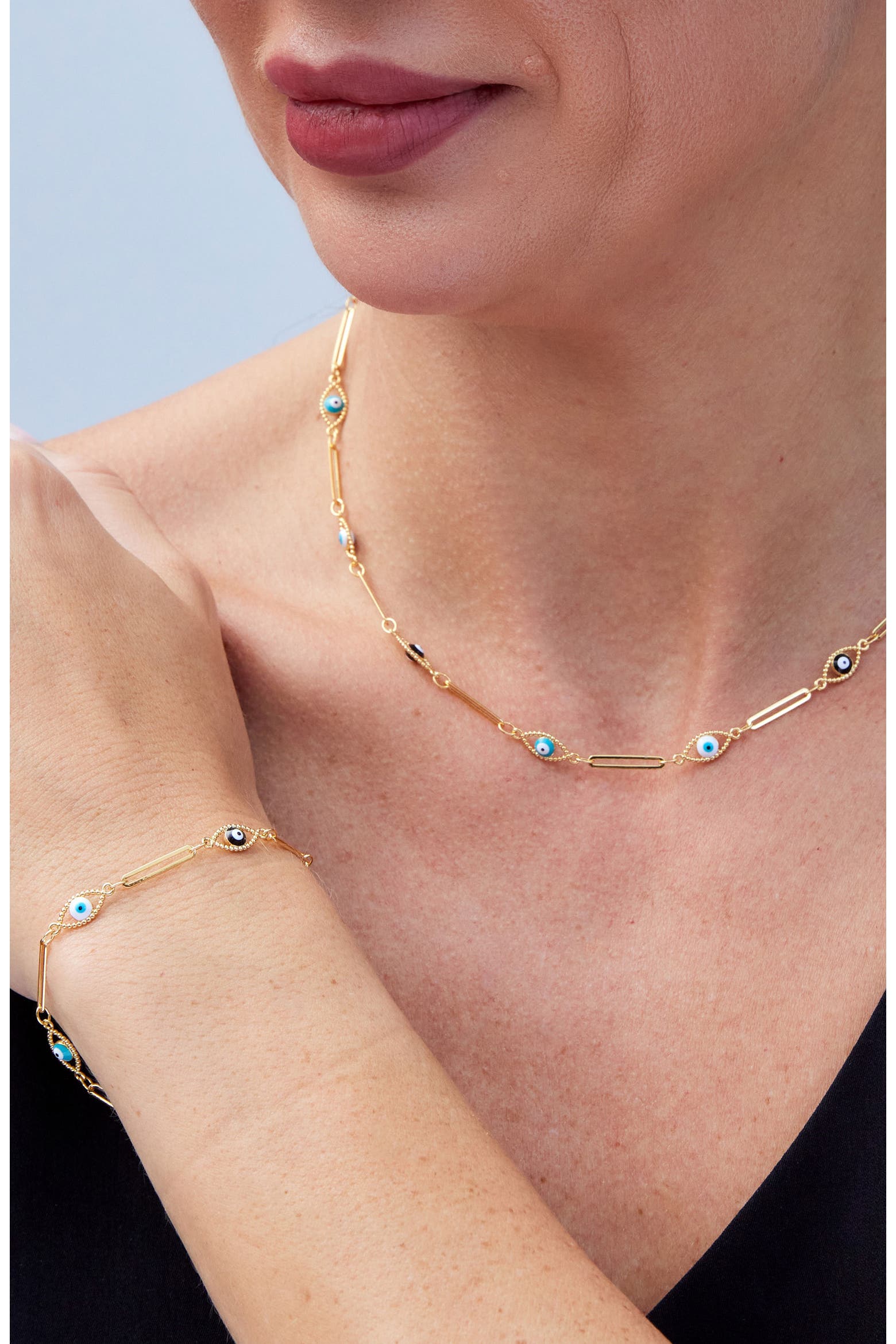 Tech Savvy Color SAVVY CIE JEWELS Evil Eye Bar Chain Bracelet (Women) | Nordstromrack