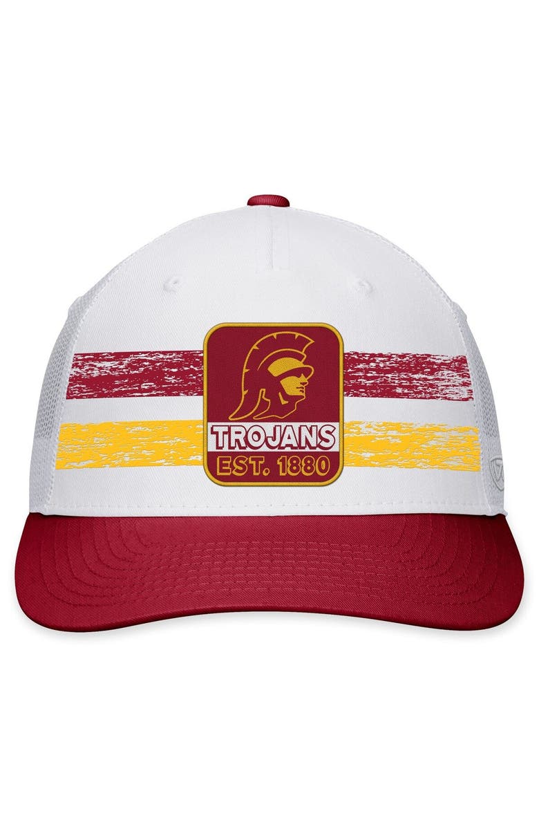 TOP OF THE WORLD Men's Top of the World White/Cardinal USC Trojans Retro Fade Snapback Hat, Alternate, color, White