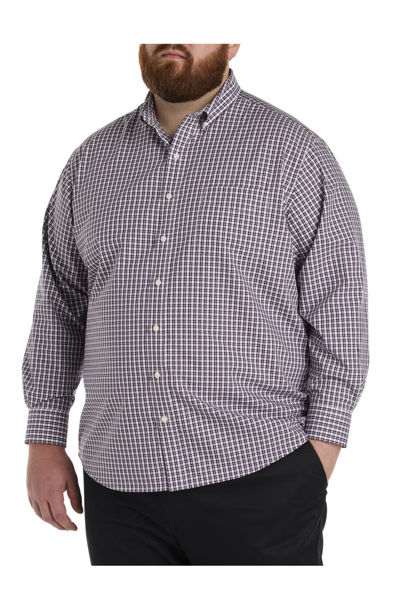 Oak Hill by DXL Big & Tall Check Patterned Sport Shirt, Alternate, color, Purple Multi