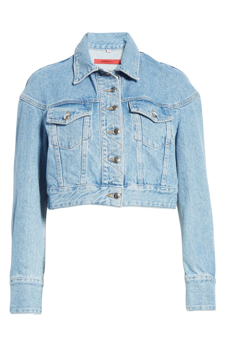 Eckhaus Latta Crop Denim Jacket, Alternate, color, 