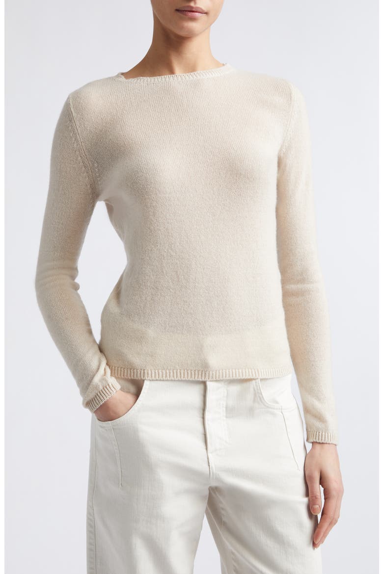 Semisheer Cashmere Crewneck Sweater, Alternate, color, SAND
