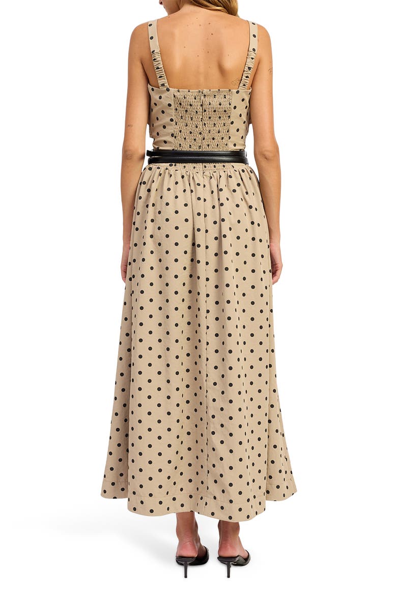 Hatley Polka Dot Belted Maxi Dress, Alternate, color, TAN BLACK