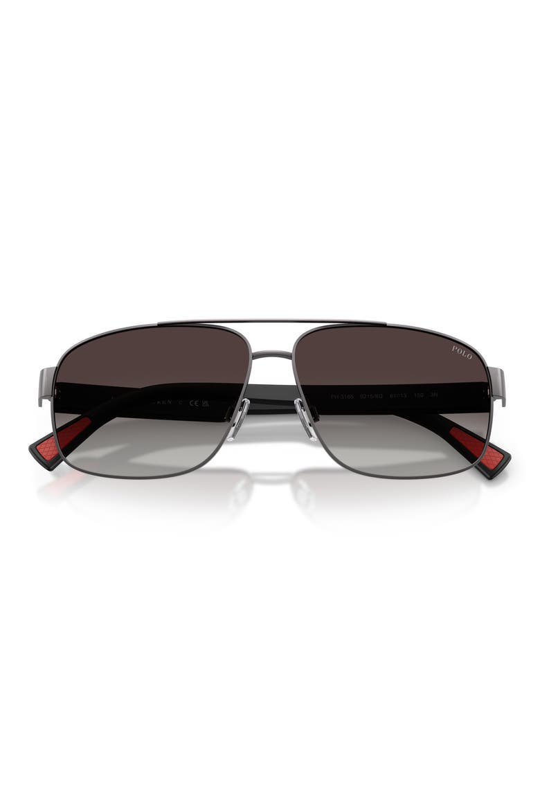 61mm Pilot Sunglasses, Alternate, color, DARK GUNMETAL / LIGHT BLACK