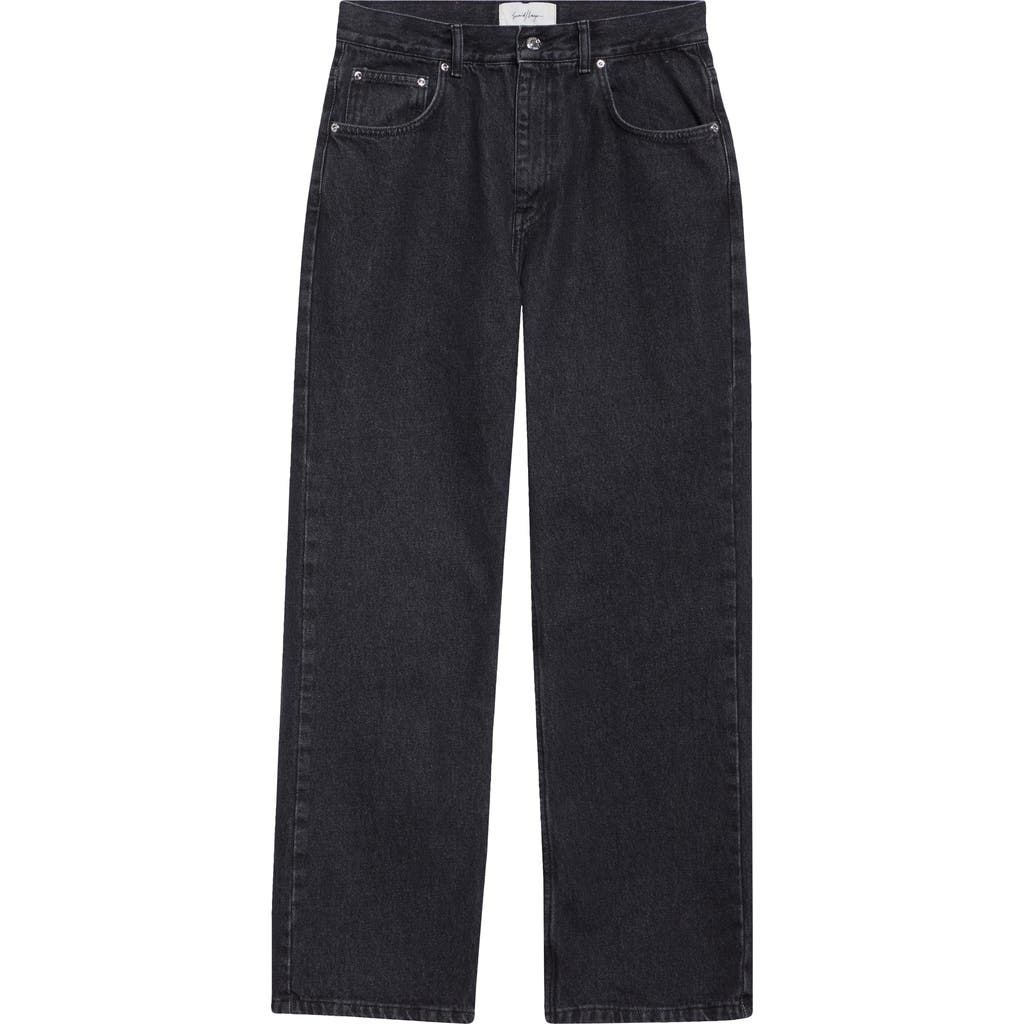 Shop Second / Layer Second Layer Big Papi Slim Straight Leg Jeans In Black Stone Wash 2249
