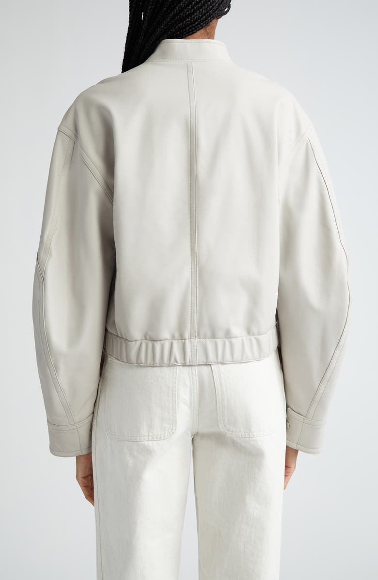 Vince Leather Crop Bomber Jacket, Alternate, color, Salt Glass