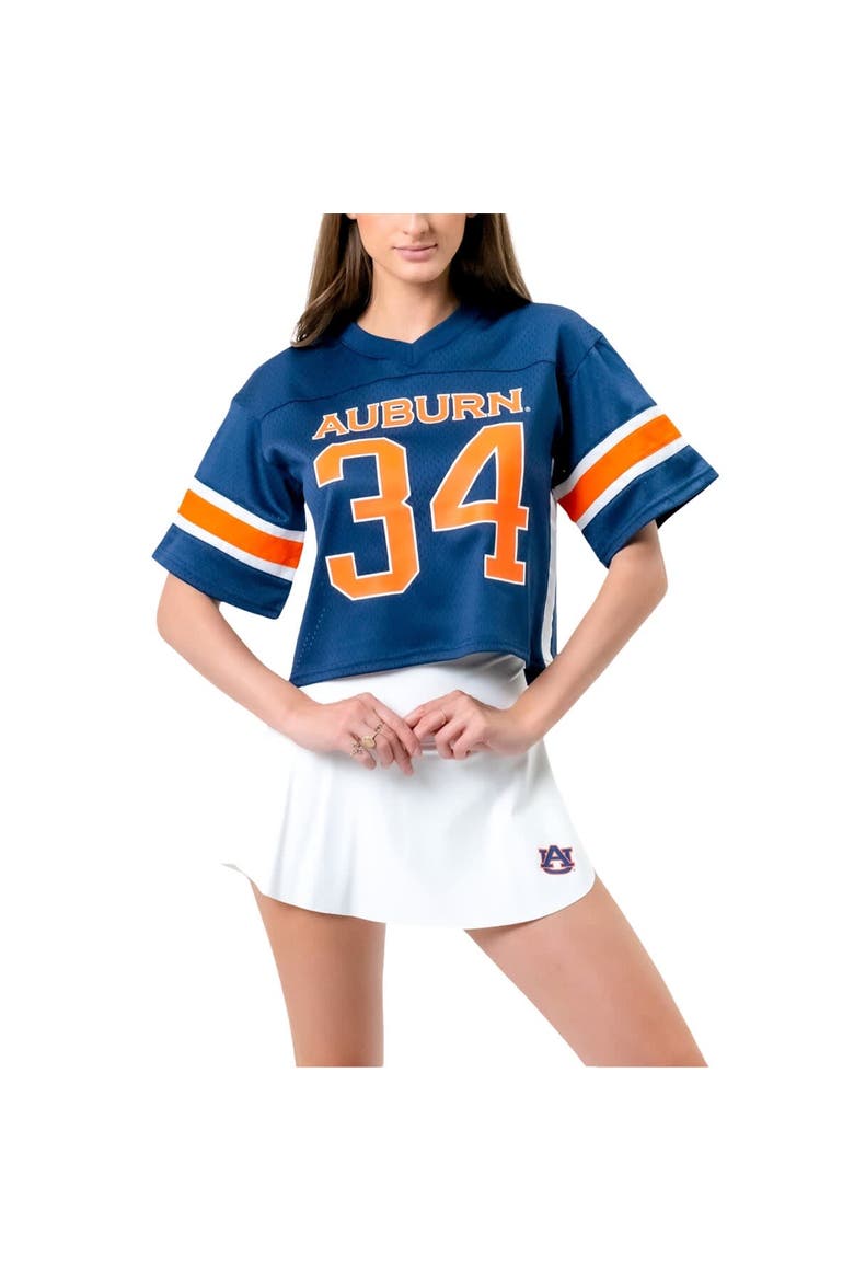 Women's Established & Co. Navy Auburn Tigers Fashion Boxy Cropped Football Jersey, Main, color, Navy