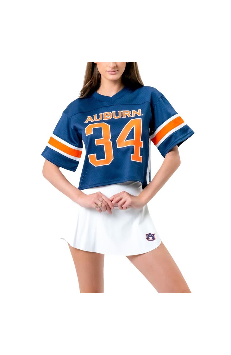 Established & Co. Women's Established & Co. Navy Auburn Tigers Fashion Boxy Cropped Football Jersey, Main, color, Navy