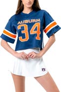 Established & Co. Women's Established & Co. Navy Auburn Tigers Fashion Boxy Cropped Football Jersey