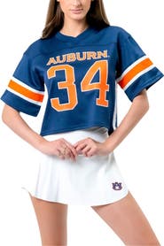 Established & Co. Women's Established & Co. Navy Auburn Tigers Fashion Boxy Cropped Football Jersey