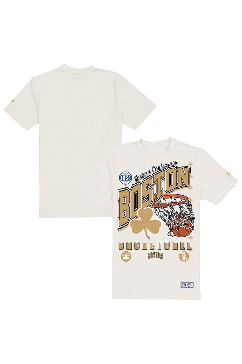 Men's New Era  Cream Boston Celtics Oversized City Edition Remix Vintage T-Shirt, Main, color, Cream