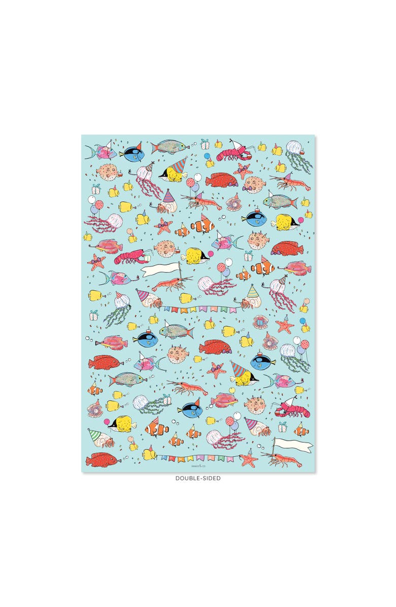 Ramus & Co Eight Sheets Two-Sided "Reef Party" Heavyweight Gift Wrap, Alternate, color, Multicolored