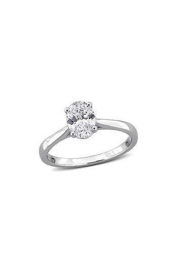 Created Forever Oval Cut Lab-grown Diamond Solitaire Ring In Gray
